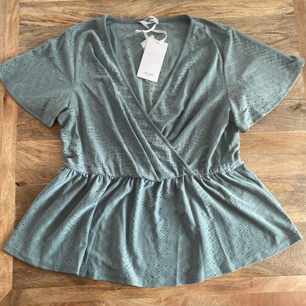 Grace Karin Blue Green Top